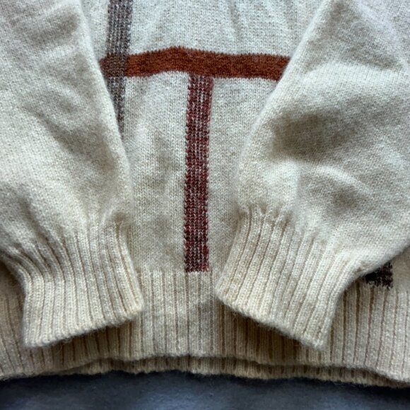 Vintage Sweater Mens XL Shetland Wool V Neck Made England 90s Layering Granola - Picture 8 of 16